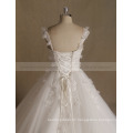 New Arrivals Princess Hand Made Flowers & Beads Ball Gown Wedding Dress Long Train